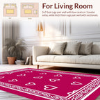 Pink Heart Pattern With Ornate Border Rug