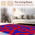 Abstract Red Swirl BluePattern Rug