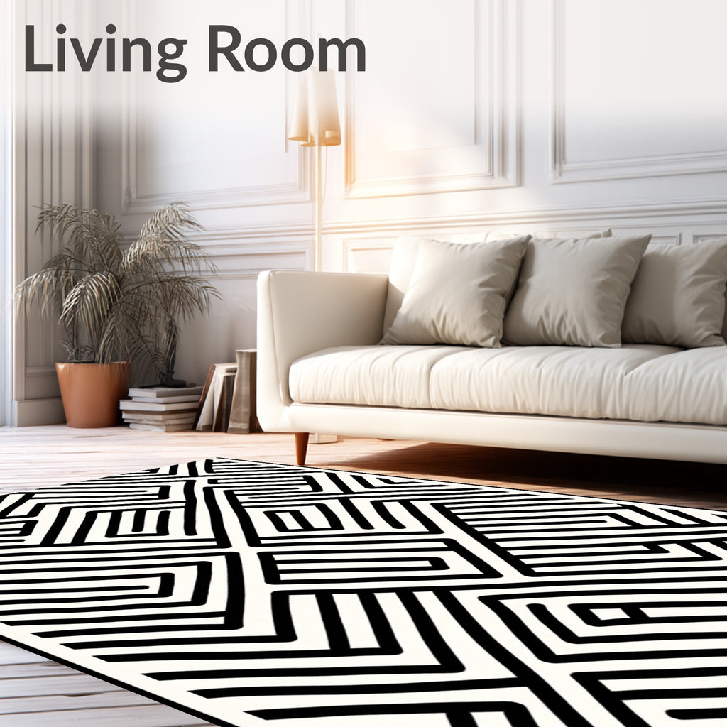 Bold Abstract Geometric Line Art Rug