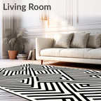 Bold Abstract Geometric Line Art Rug