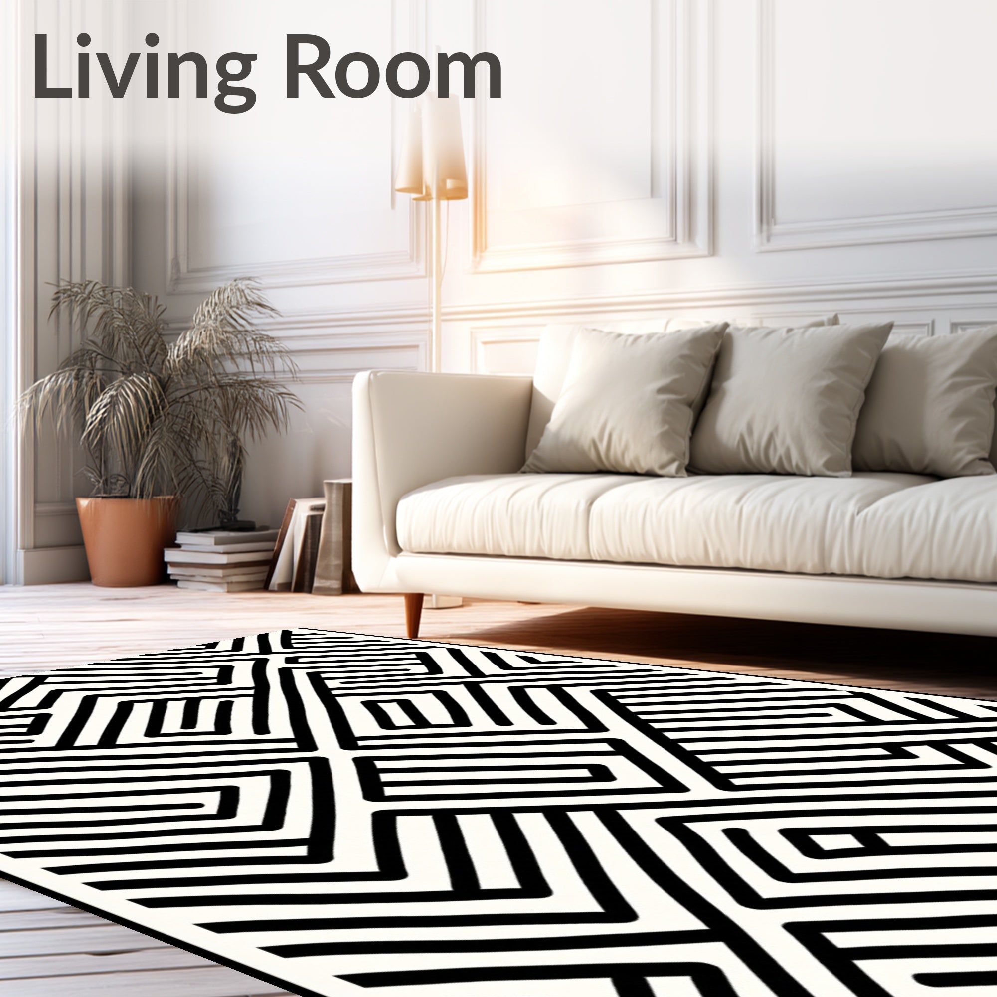 Bold Abstract Geometric Line Art Rug