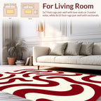 Deep Red Abstract Swirl Design Rug