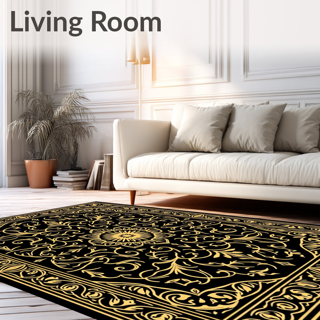 Ornate Floral Scrollwork Pattern Rug