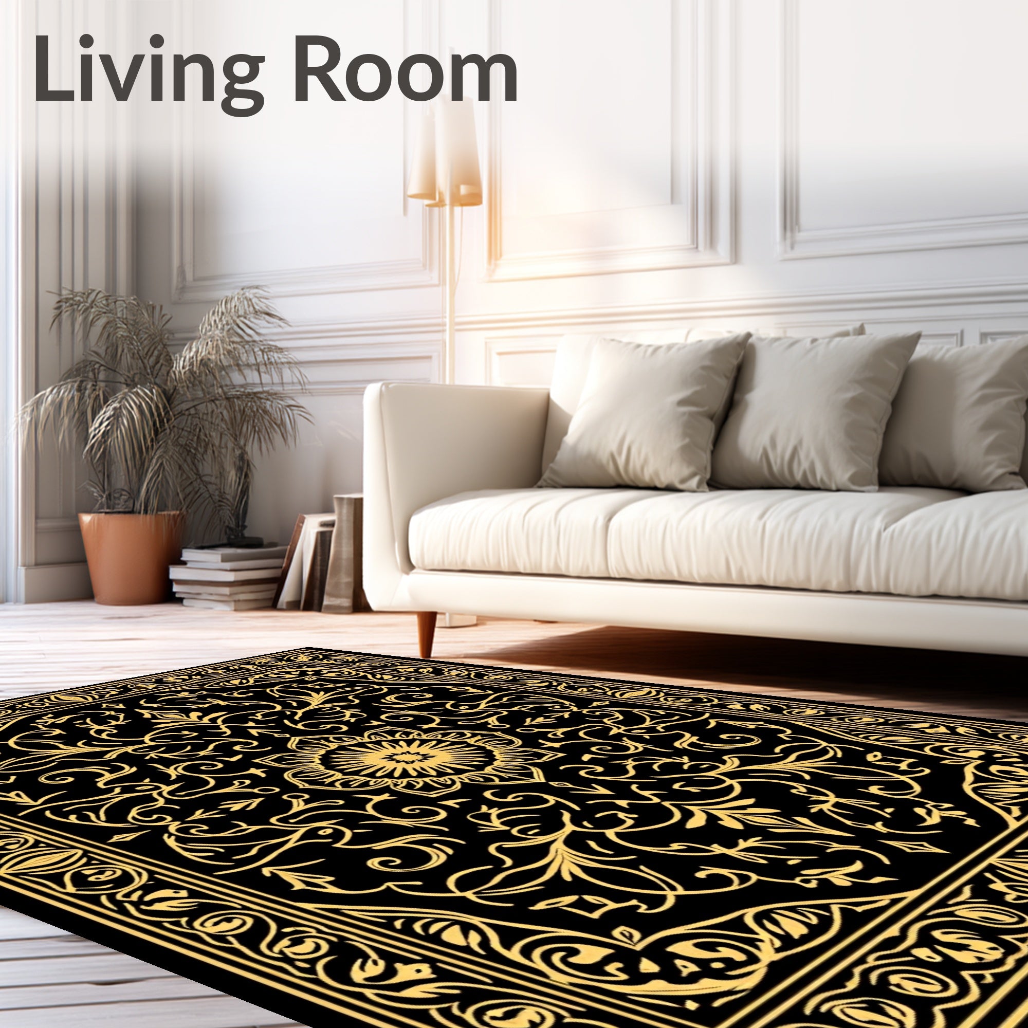 Ornate Floral Scrollwork Pattern Rug