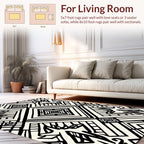 Bold Black White Geometric Pattern Rug