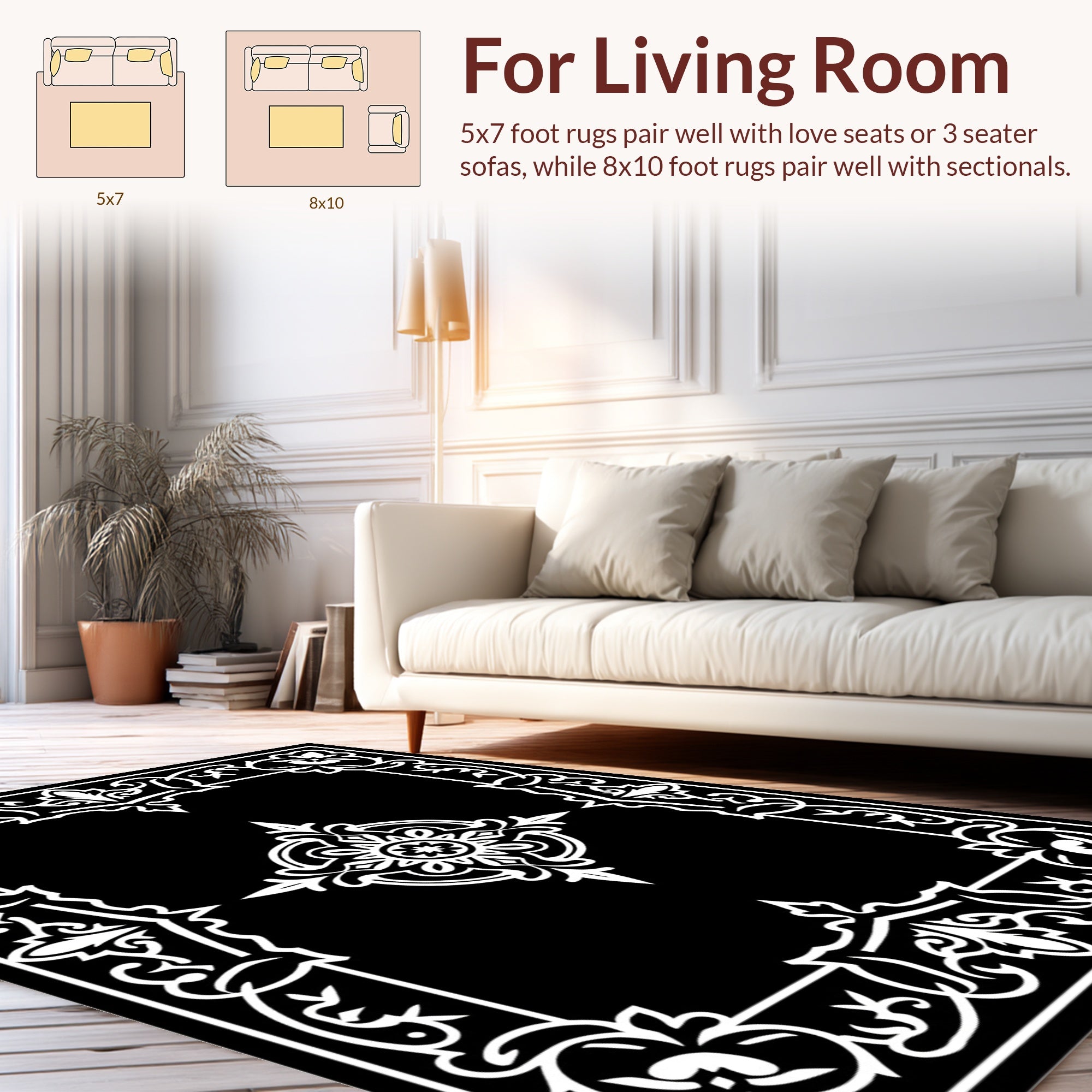 Ornate Floral Border Design Rug