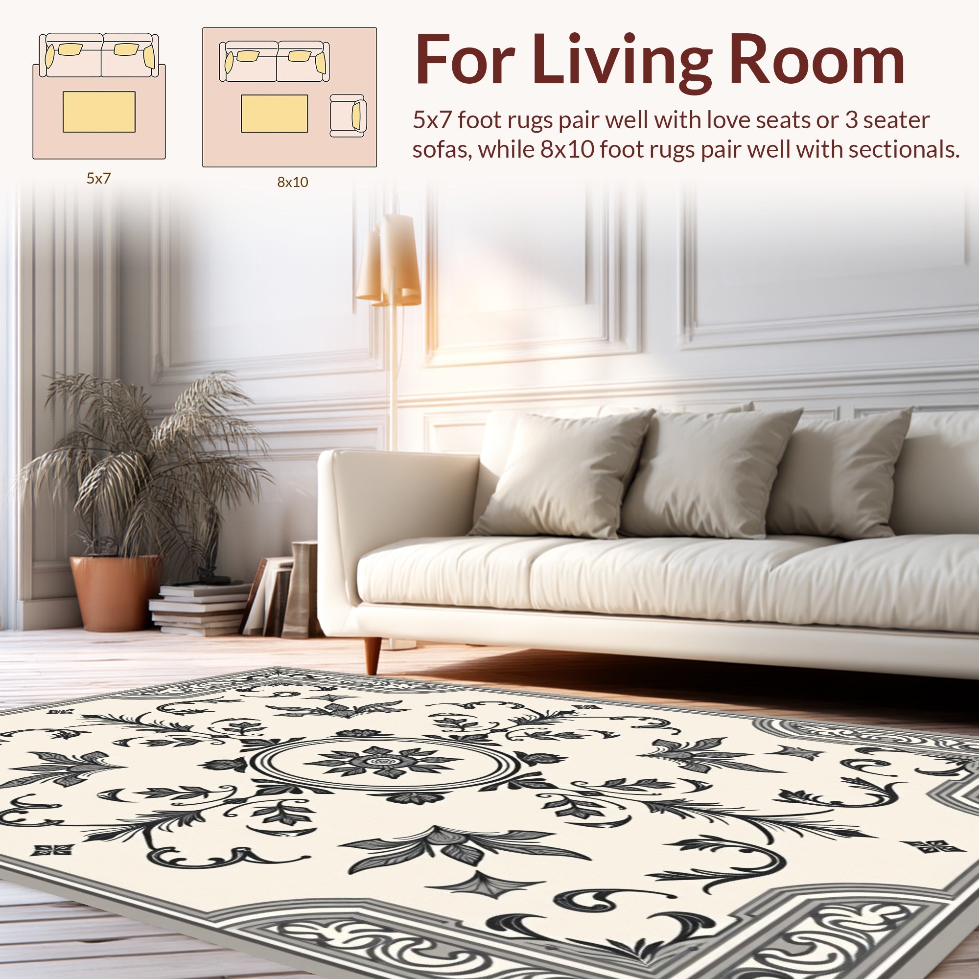 Vintage Floral Scrollwork Pattern Rug
