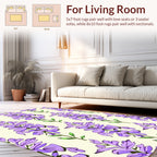 Purple Floral Stem Pattern Design Rug