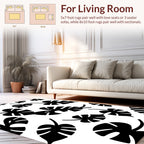 Monstera Leaf Black White Pattern Rug