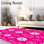 Whimsical White Floral Outline Pattern Rug