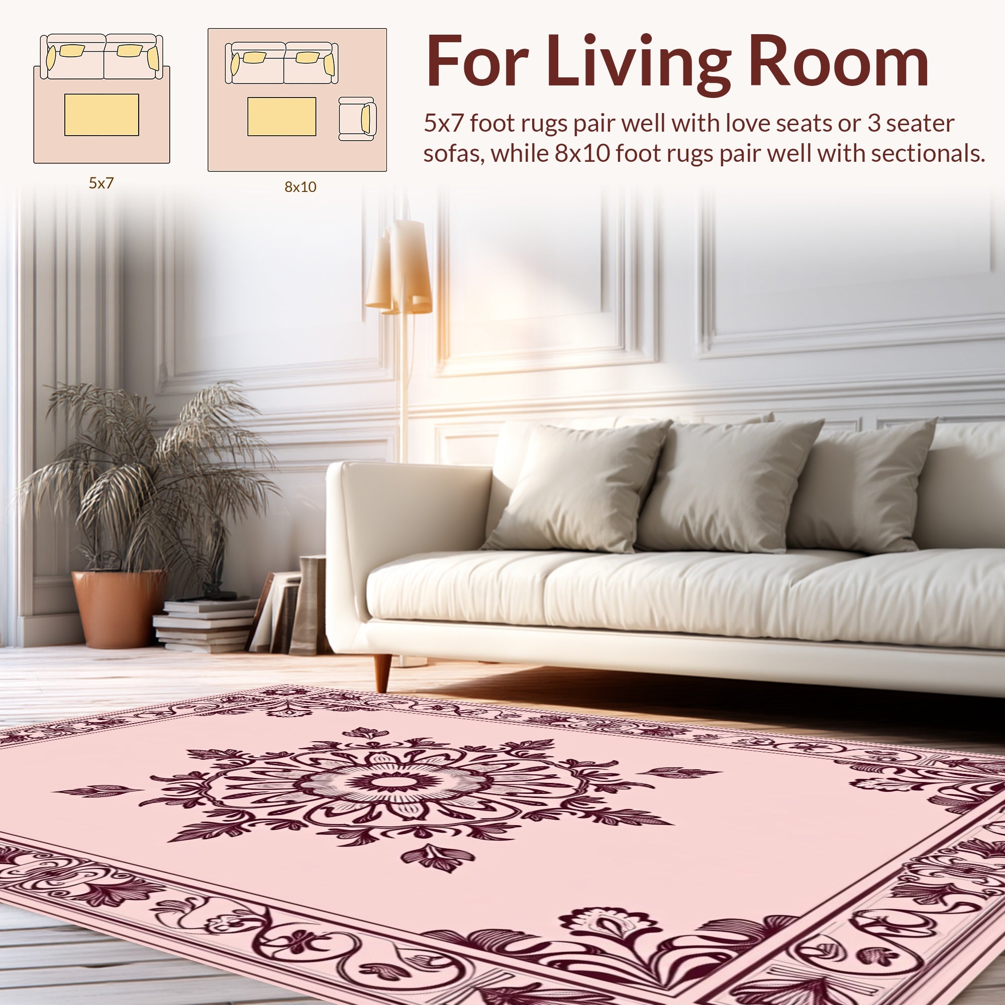 Ornate Floral Mandala Border Design Rug