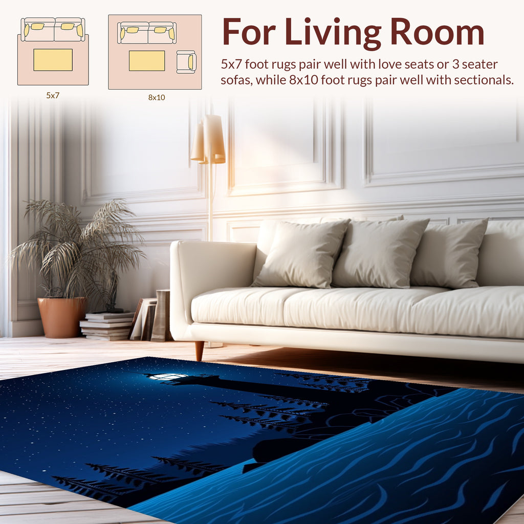 Night Scene Beacon Landscape Rug