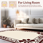 Dark Red Floral Vine Border Rug