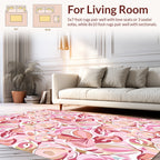 Soft Pink Floral Swirl Pattern Design Rug