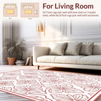 Red Floral Interlocking Patterned Rug