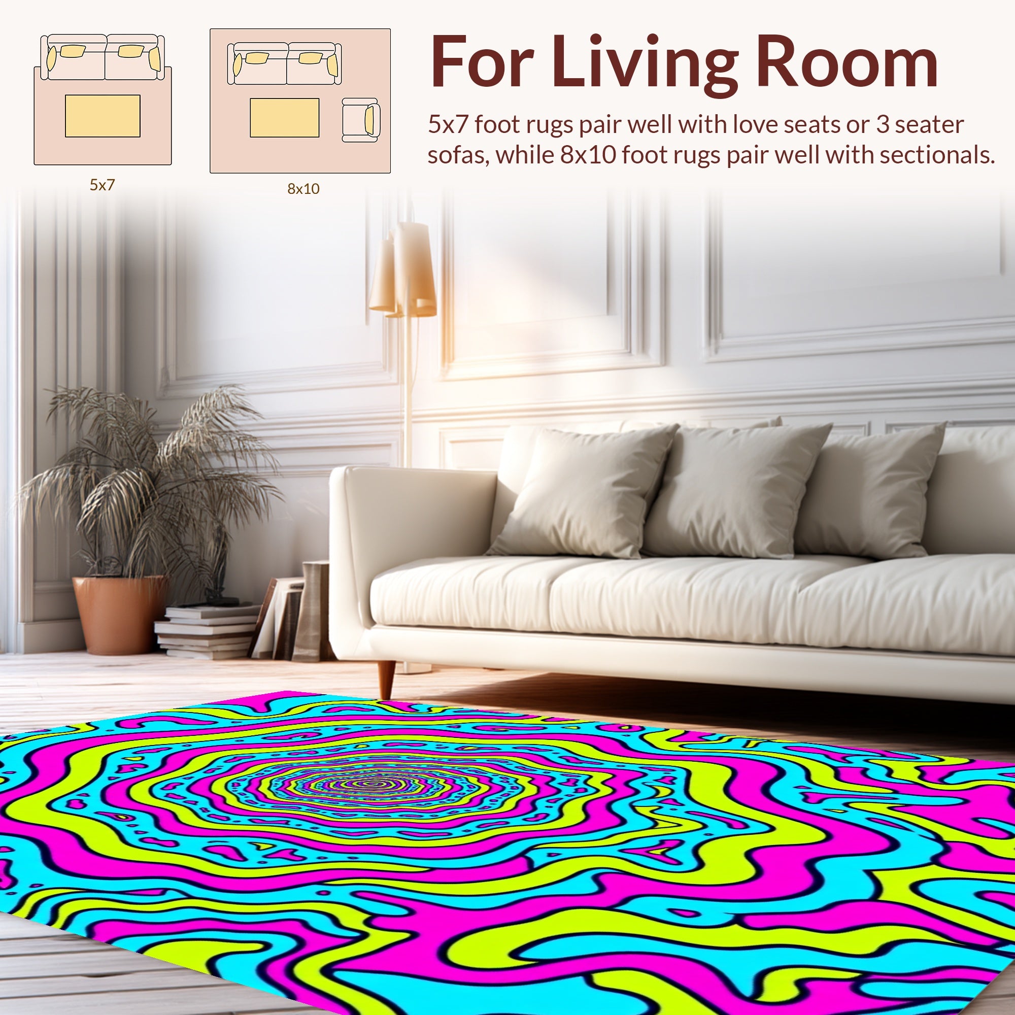 Psychedelic Swirl Neon Pop Rug