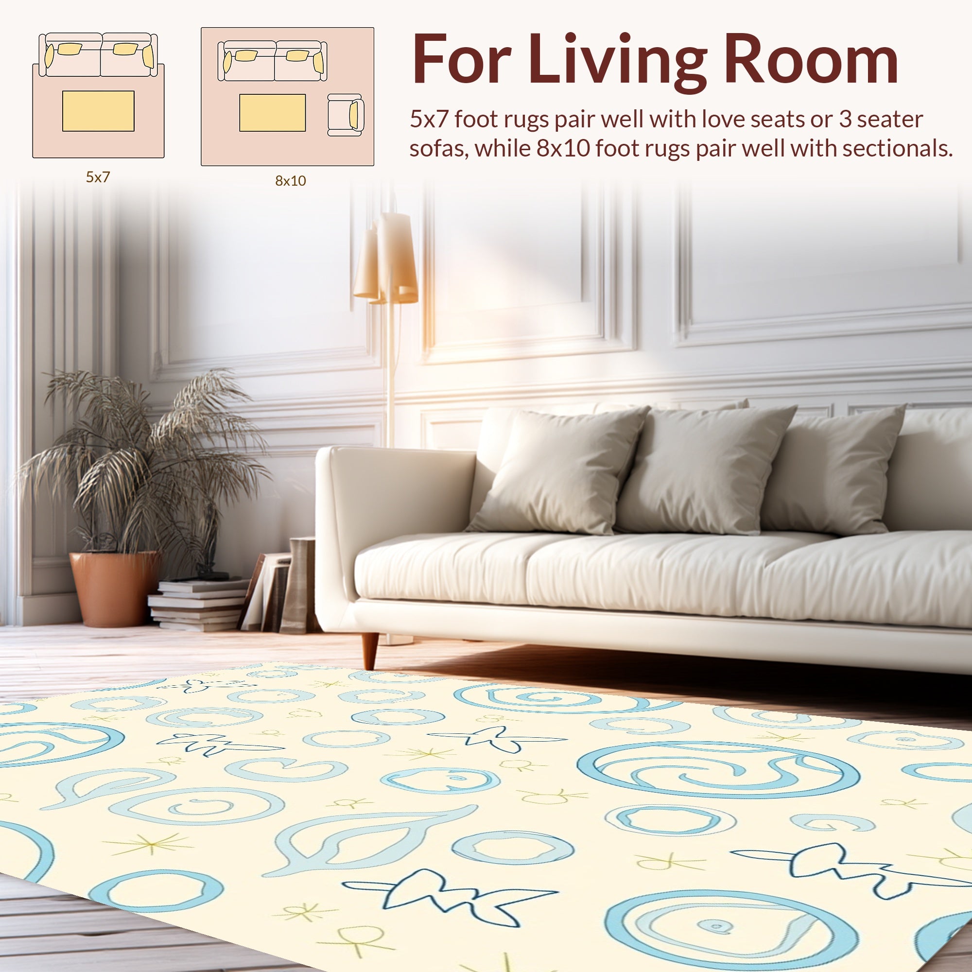 Abstract Circles and Organic Forms Pattern Rug