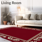 Burgundy Floral Vine Border Rug