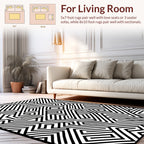 Black And White Optical Illusion Motif Rug