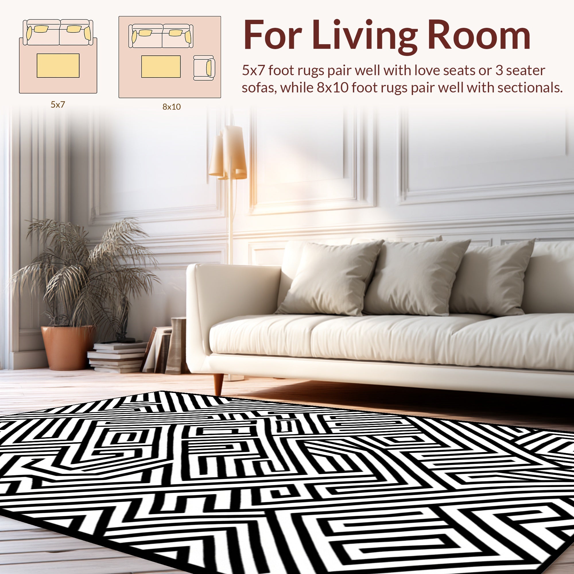 Black And White Optical Illusion Motif Rug