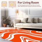 Vibrant Orange White Swirl Pattern Rug