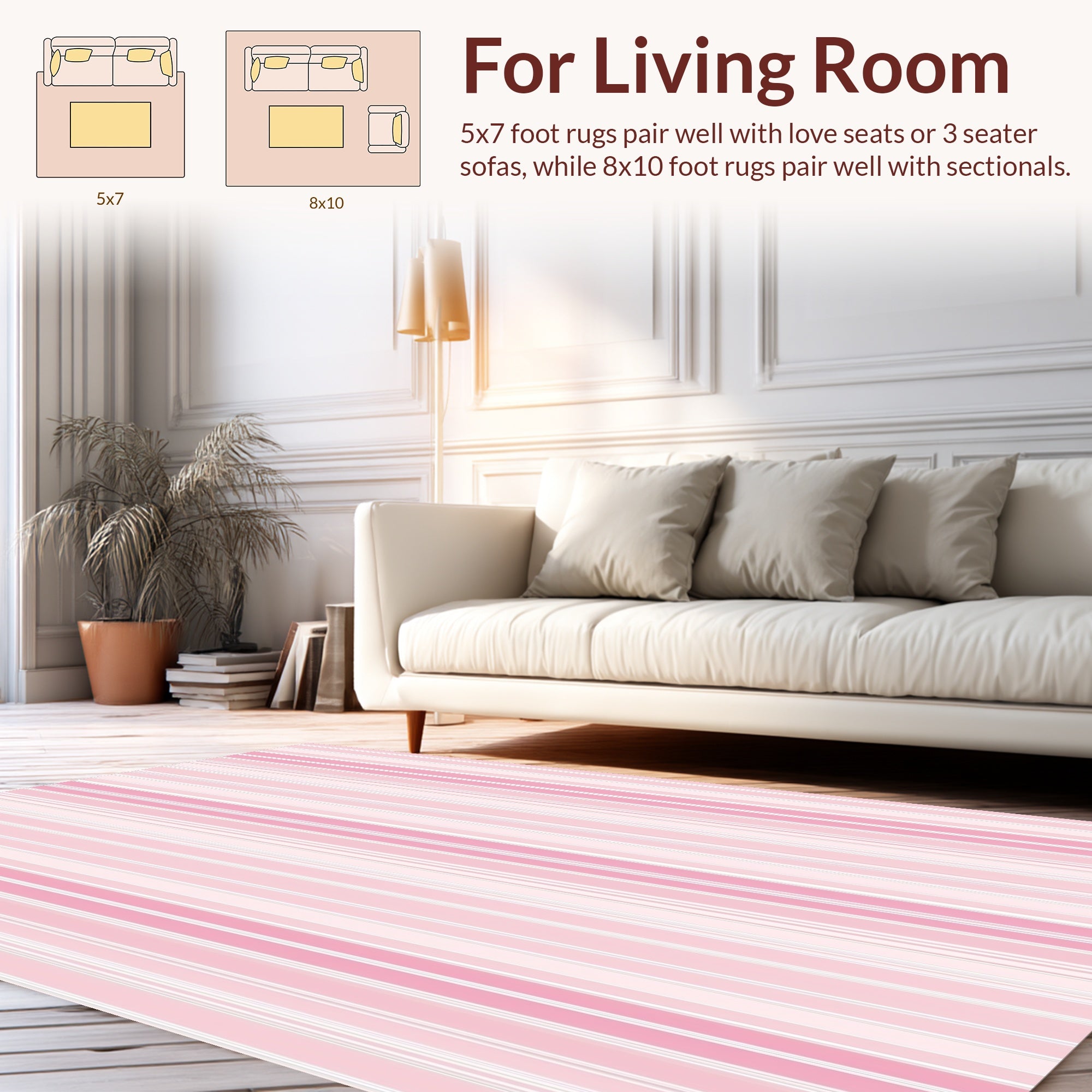 Pink Vertical Stripes Pattern Rug