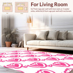 Pink Heart Patterned Whimsical Rug