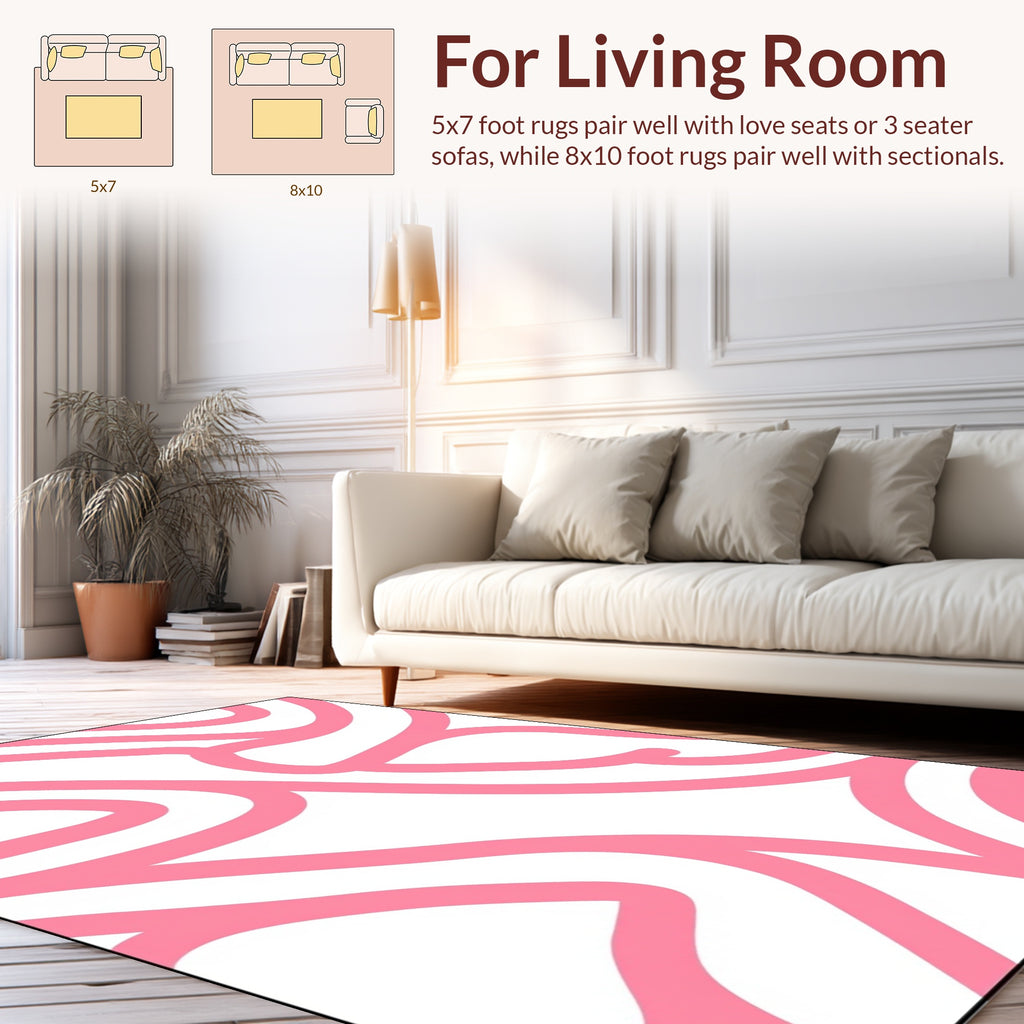 Pink Swirls Abstract Pattern Rug