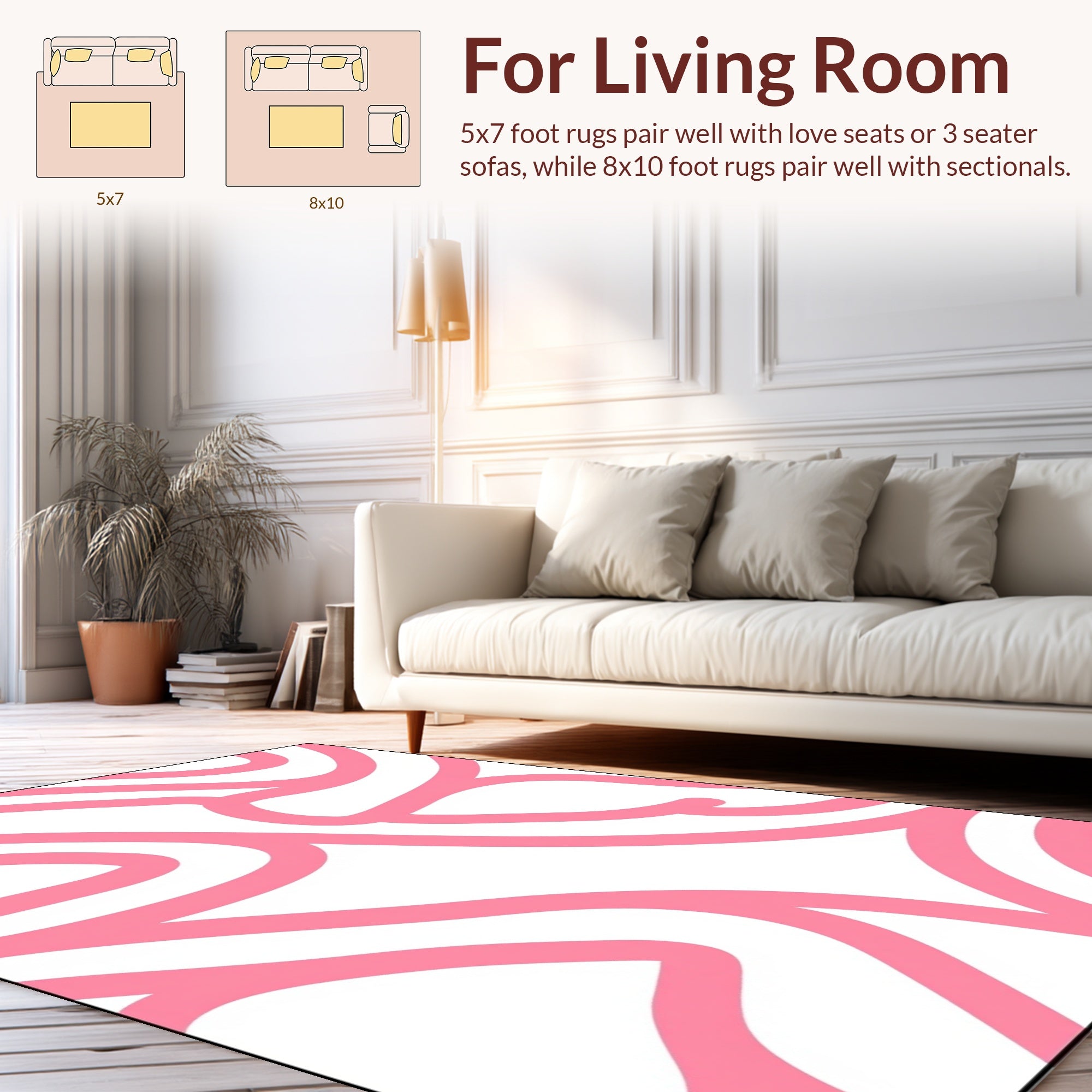Pink Swirls Abstract Pattern Rug