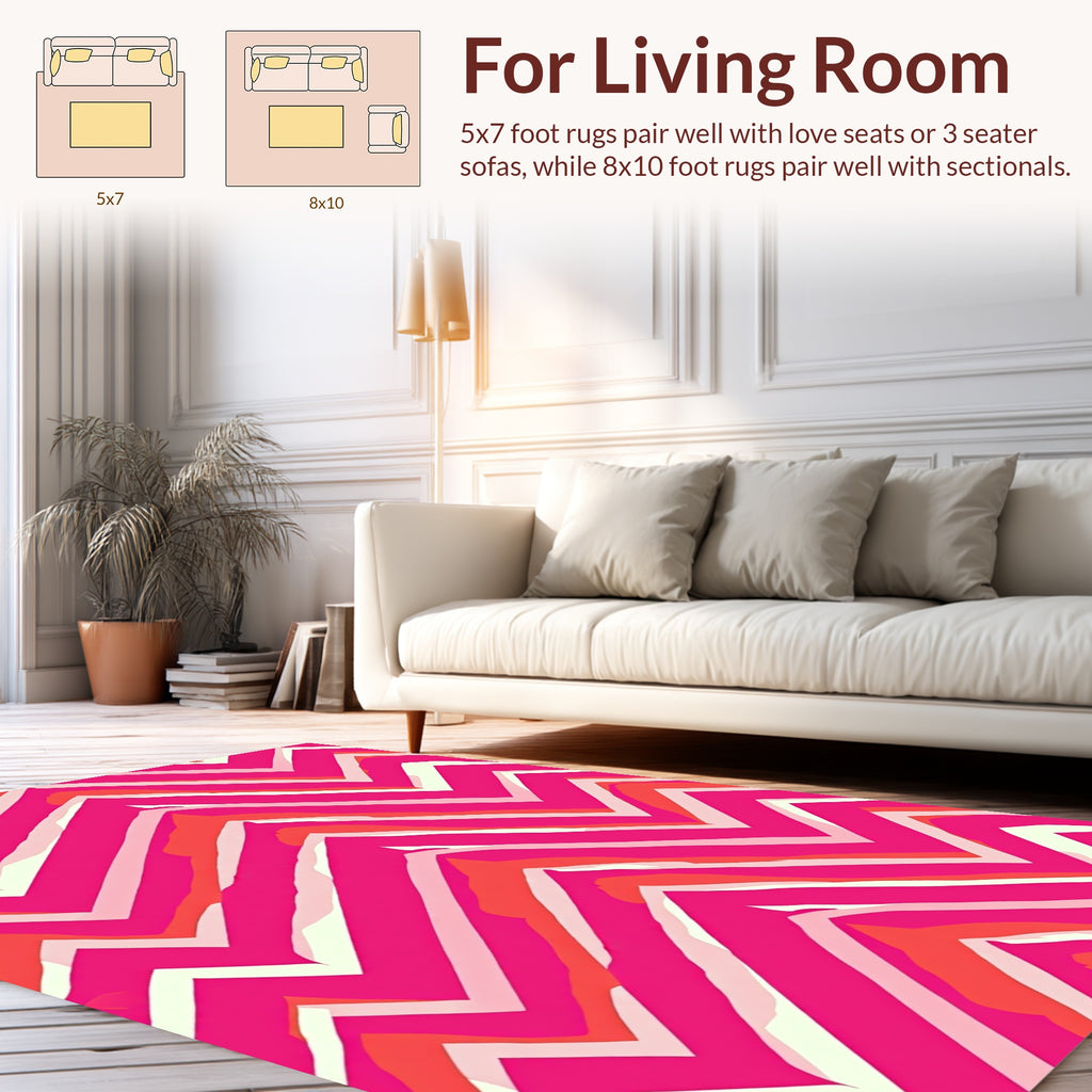 Vibrant Pink Chevron Abstract Rug