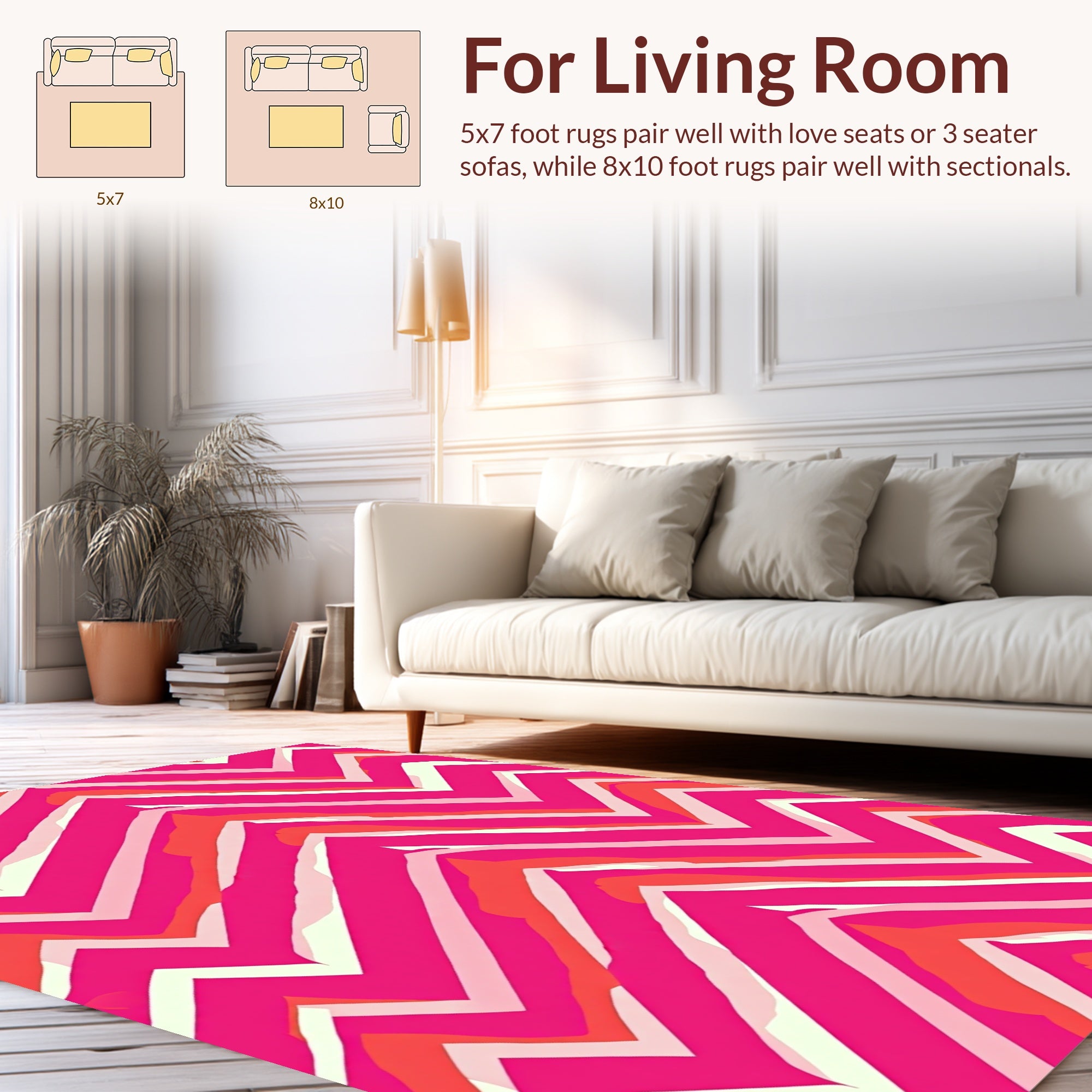 Vibrant Pink Chevron Abstract Rug