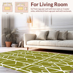 Geometric Olive White Lattice Pattern Rug