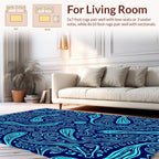 Abstract Swirls Navy Aqua Pattern Rug