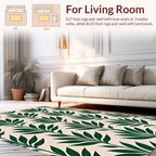 Vertical Leaf Pattern On Cream Rug