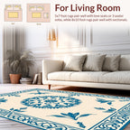 Classic Blue Floral Mandala Pattern Rug