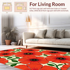 Bold Red Floral Pattern Design Rug