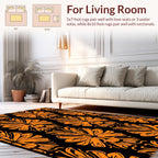 Bold Orange Floral Pattern Rug