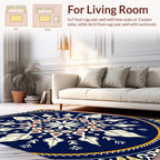 Intricate Floral Medallion Blue Pattern Rug