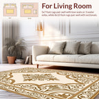 Elegant Golden Scrollwork Medallion Design Rug