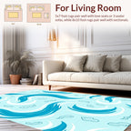 Abstract Flowing Blue Waves Design Rug