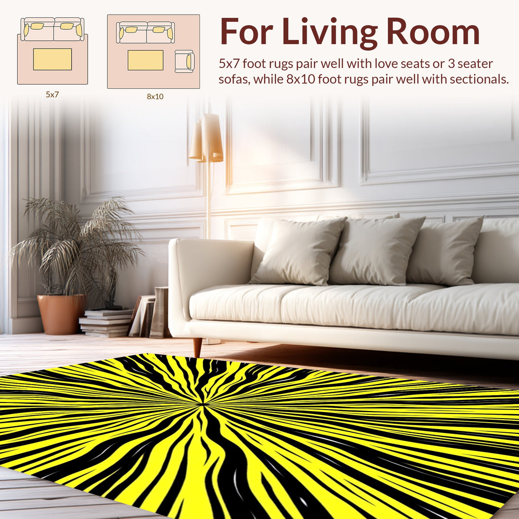 Bold Yellow Black Streak Rug