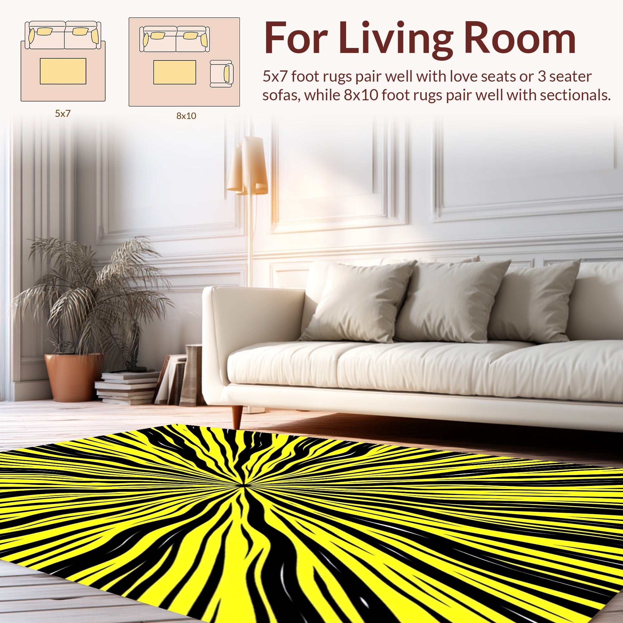 Bold Yellow Black Streak Rug