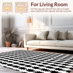 Bold Black White Geometric Stripe Rug