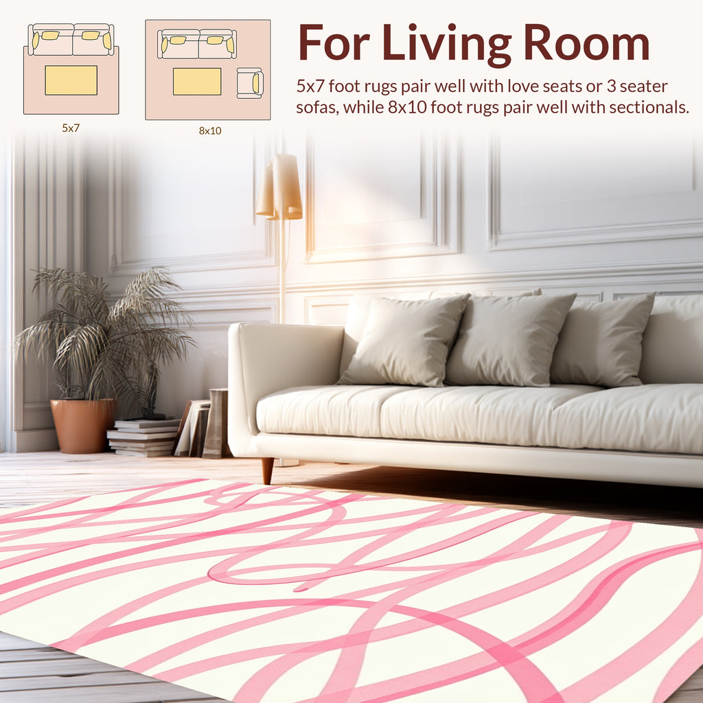Abstract Pink Ribbon Swirl Pattern Rug
