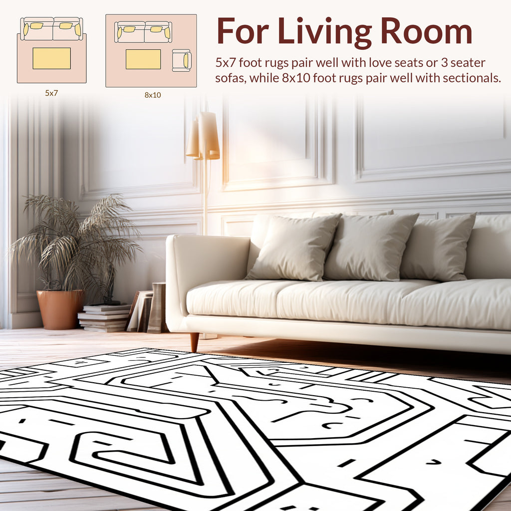 Modern Abstract Geometric Circuit Rug