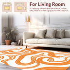 Orange Wavy Abstract Lines Rug