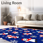 Playful Snowman Red Scarf Snowflakes Rug