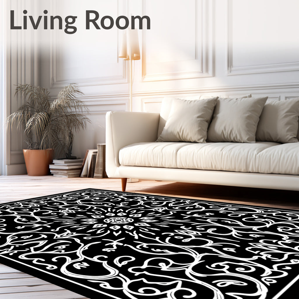 Intricate Floral Symmetry Design Rug