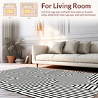 Black White Maze Geometric Pattern Rug