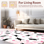 Playful Black Cats Sakura Pattern Rug